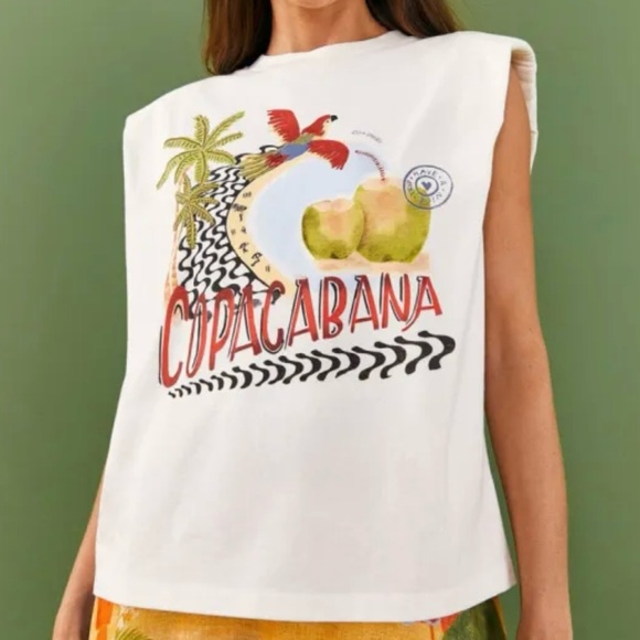 FARM Rio Tops - XL FARM Rio x Anthropologie organic cotton muscle shirt with vibrant graphic XL